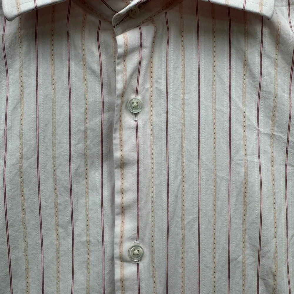 Banana Republic Button Shirt Mens L Pink Long Sleeve Striped Cotton Casual